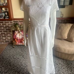 Elegant White Eyelet Dress